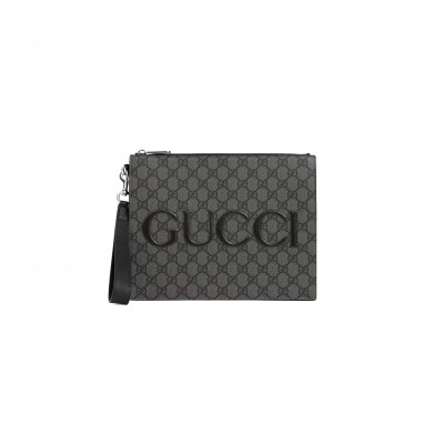 GUCCI GG SUPREME SPUNTY CALF LEATHER POUCH 768374 (28*22*3cm)